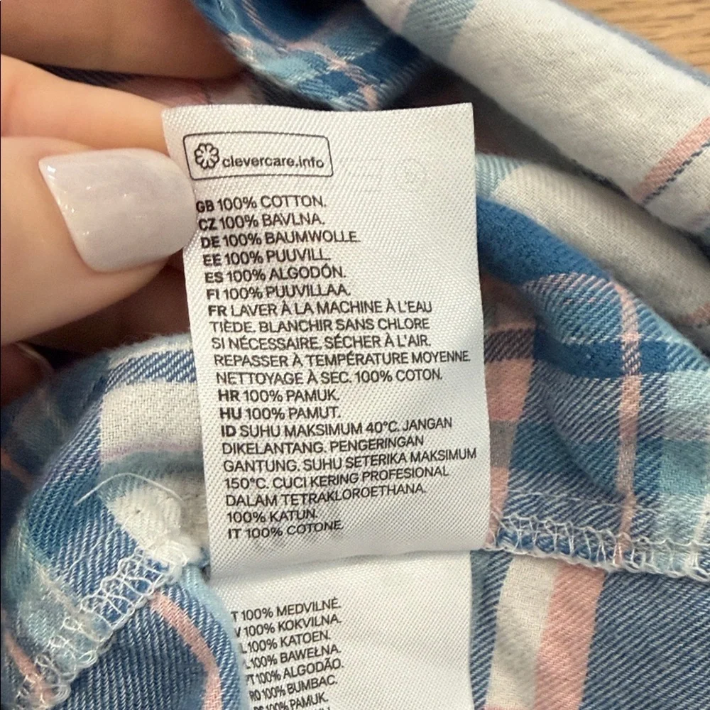 H&M Women’s Blue & Pink Plaid Button-Down Shirt – Size 8 - Picture 7 of 8